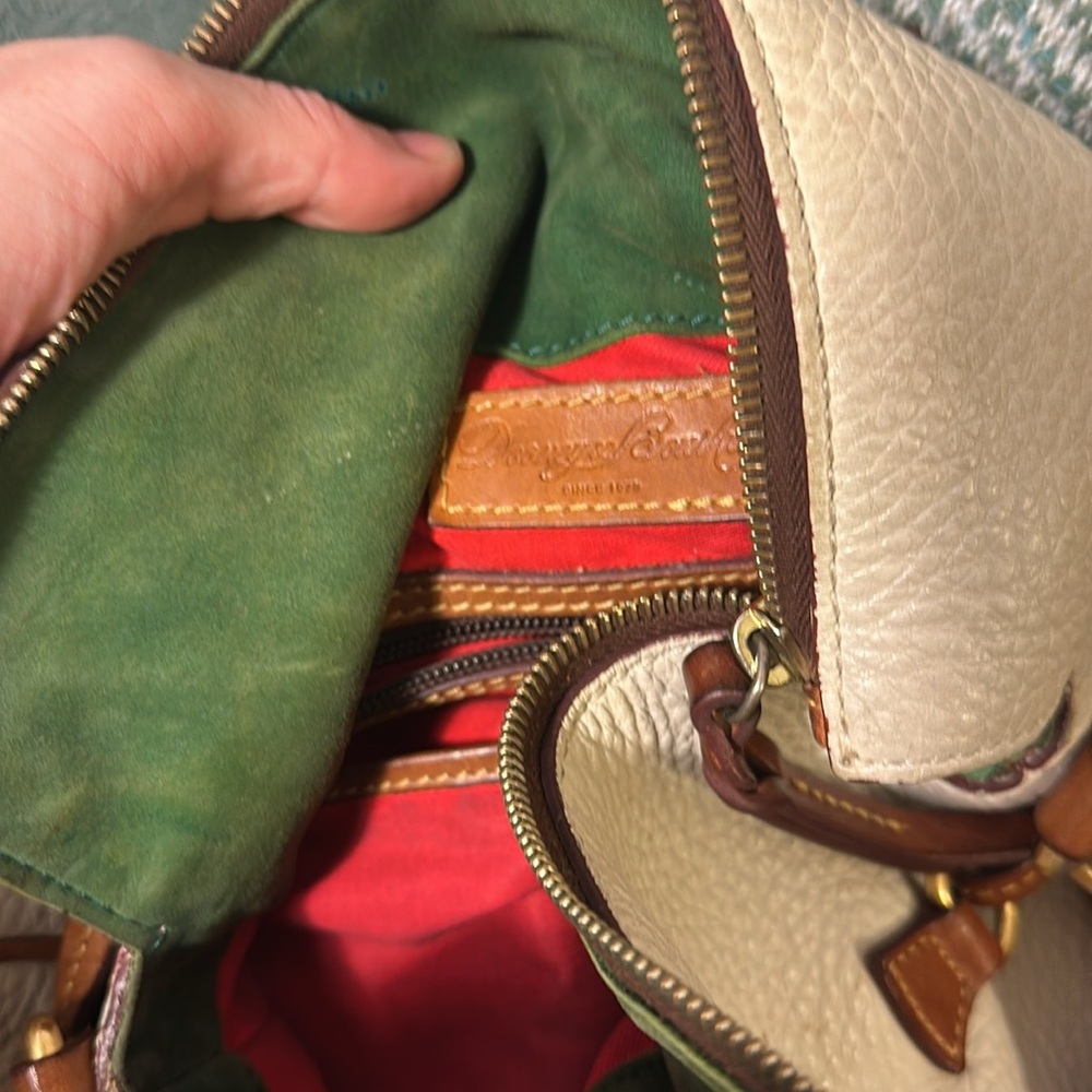 Dooney & Bourke Large Florentine Bag pebble ivory leather *yellow from wear - Picture 6 of 12